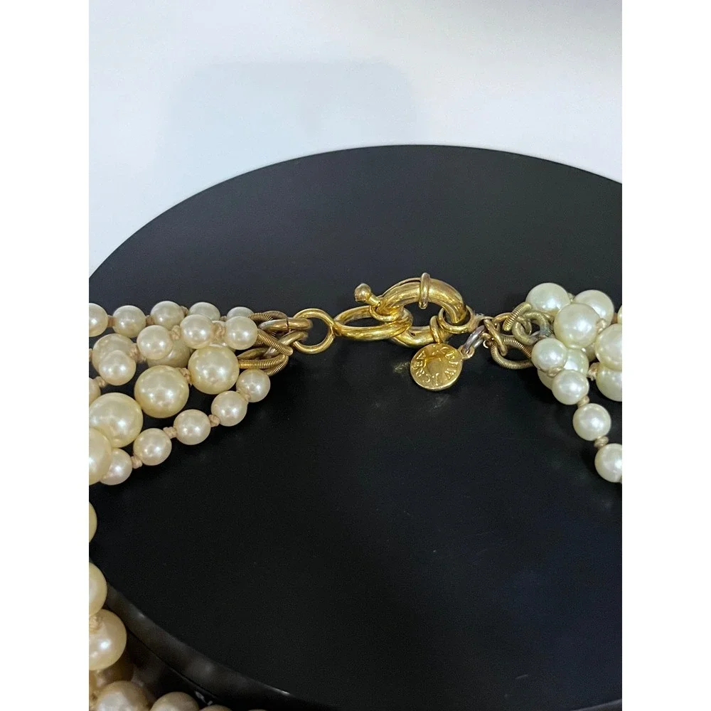 J. Crew Vintage MultiStrand Layered Cream Gold Tone Faux Pearl Necklace